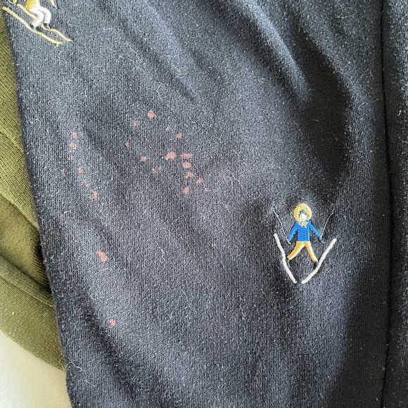 Lou and Grey for LOFT medium joggers ski themed, tie/elastic waist black - Picture 7 of 7